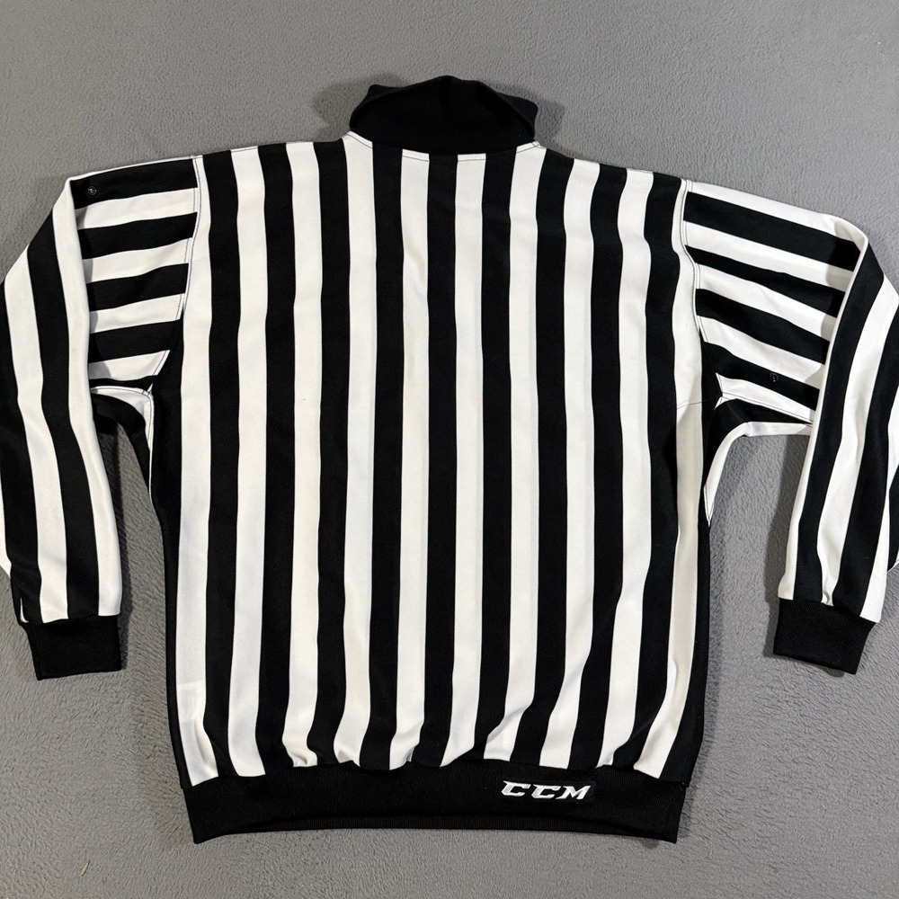 Vintage CCM NHL Referee Jersey Size 50 Black White Striped Hockey Official Shirt - Picture 3 of 7
